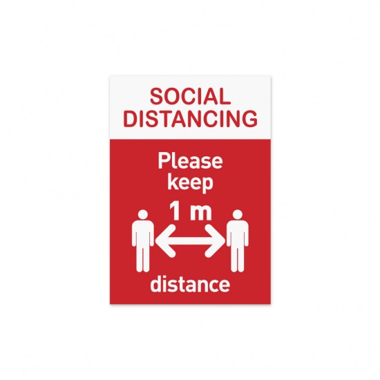 Covid-19 Wall Sticker Social Distancing A5 Red 3pcs